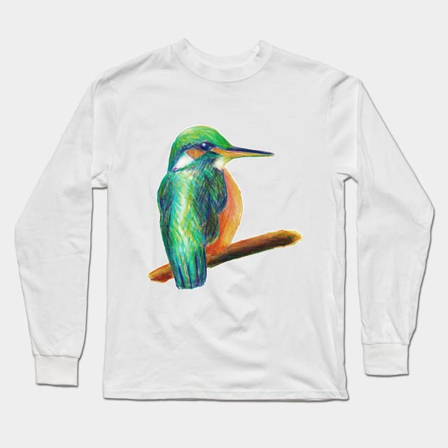 Color pencil - Kingfisher Long Sleeve T-Shirt by Karoのkyuuto